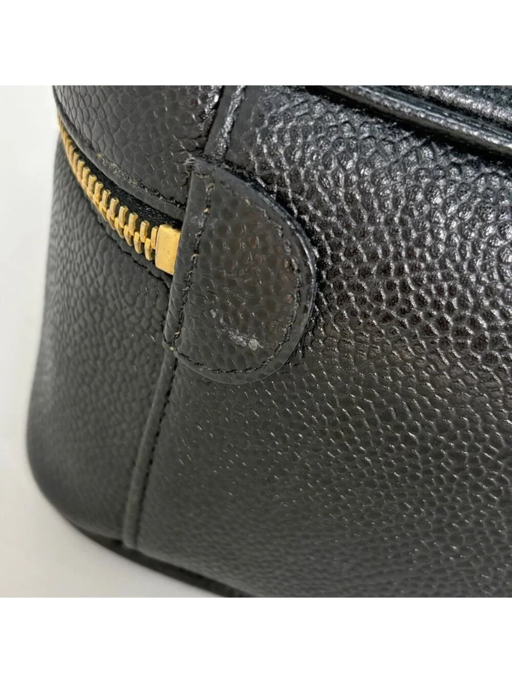 Chanel Makeup Pouch CC Logo Vanity Caviar Leather Black